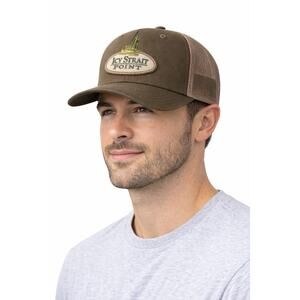 Icy Strait Point Alaska Trucker Hat Olive Green Mesh Snapback Cap OS